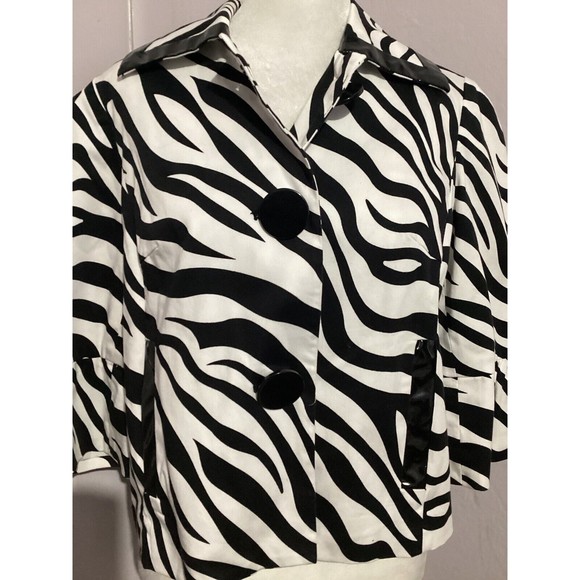 Sandro Sportswear Zebra Wide Sleeve Short Blazer Button Up - Picture 2 of 8